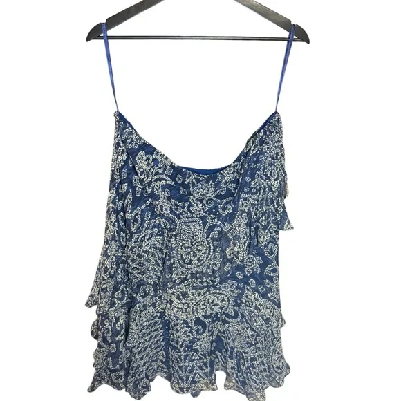 Ralph Lauren Blue Silk Paisley 2 Piece Skirt Set Large 12 Easter Vacation Luxury - Picture 11 of 16